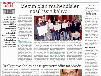 MEZUN OLAN MÜHENDİSLER NASIL İŞSİZ KALIYOR (REFERANS, 02.01.2009)