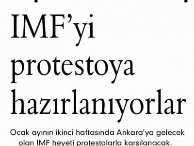 ANKARALI EMEKÇİLER IMF'Yİ PROTESTOYA HAZIRLANIYOR (EVRENSEL, 4.1.2009)