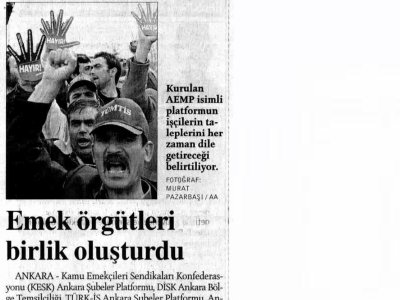 EMEK ÖRGÜTLERİ BİRLİK OLUŞTURDU (RADİKAL, 9.1.2009)