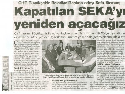 KOCAELİ BÜYÜKŞEHİR BELEDİYE BAŞKAN ADAYI SEFA SİRMEN ŞUBEMİZİ ZİYARET ETTİ