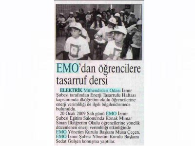 EMO'DAN ÖĞRENCİLERE TASARRUF DERSİ-22.01.2009 EGE TELGRAF