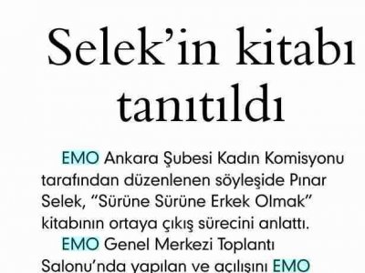 SELEK'İN KİTABI TANITILDI (EVRENSEL, 24.1.2009)