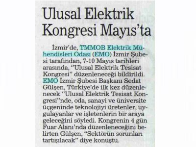 ULUSAL ELEKTRİK KONGRESİ MAYIS AYINDA-19.03.2009 HABERTÜRK EGE