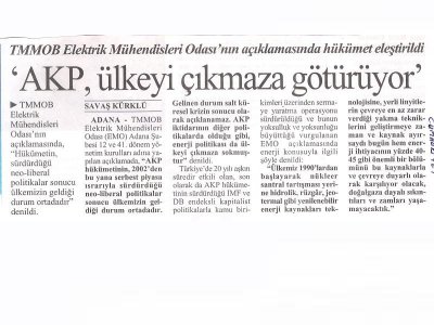 AKP HÜKÜMETİ ÜLKEYİ ÇIKMAZA SÜRÜKLÜYOR