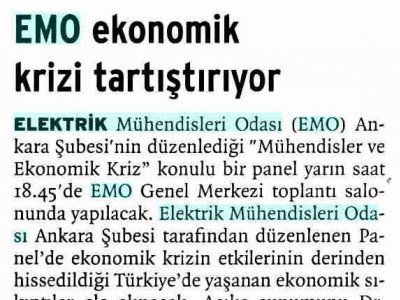 EMO EKONOMİK KRİZİ TARTIŞTIRIYOR (BİRGÜN GAZETESİ, 10.04.2009)