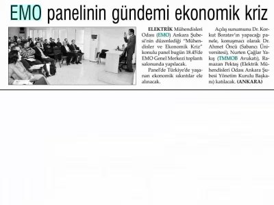 EMO PANELİNİN GÜNDEMİ EKONOMİK KRİZ (EVRENSEL, 10.4.2009)