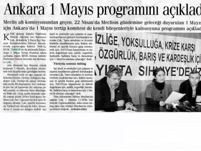 ANKARA 1 MAYIS PROGRAMINI AÇIKLADI (GÜNLÜK, 20.4.2009)