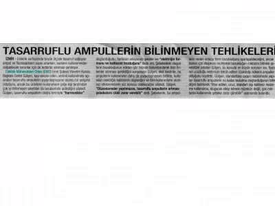TASARRUFLU AMPULLERİN BİLİNMEYEN TEHLİKELERİ-06.08.2009 ANADOLUDA VAKİT
