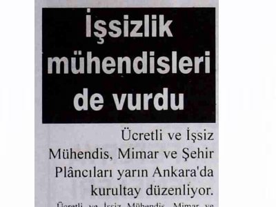 İŞSİZLİK MÜHENDİSLERİ DE VURDU (GAZİANTEP EKSPRES, 24.09.2009)