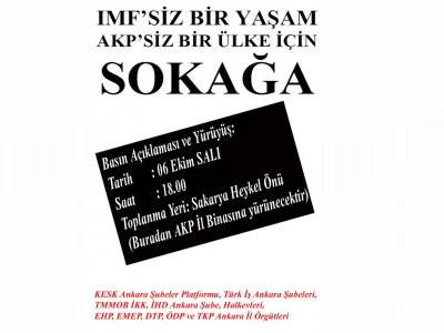 İMF ANKARA'DA PROTESTO EDİLECEK