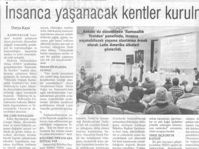 İNSANCA YAŞANACAK KENTLER KURULMALI (EVRENSEL, 11.01.2010)