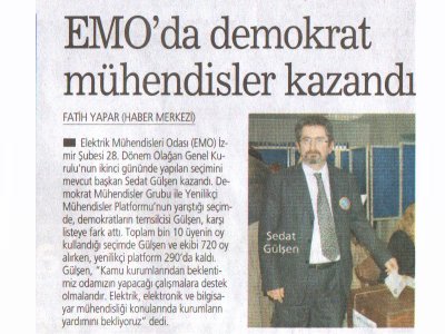 EMO'DA DEMOKRAT MÜHENDİSLER KAZANDI- YENİ ASIR 08.02.2010
