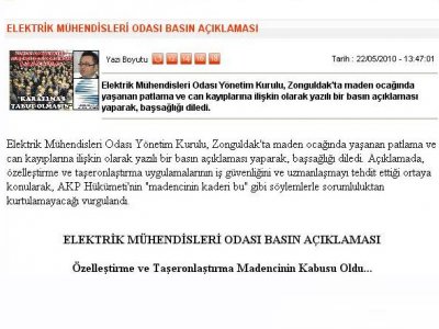 ELEKTRİK MÜHENDİSLERİ ODASI BASIN AÇIKLAMASI