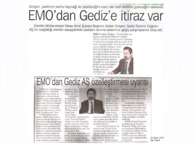 EMO'DAN GEDİZ'E İTİRAZ VAR-EGE TELGRAF 26.05.2010