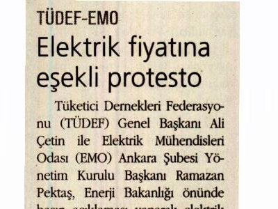 TÜDEF-EMO ELEKTRİK FİYATINA EŞEKLİ PROTESTO (REFERANS GAZETESİ, 09.7.2010)