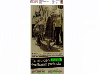 TÜKETİCİDEN ELEKTRİK FİYATLARINA PROTESTO (BURSA KENT GAZETESİ, 09.7.2010)