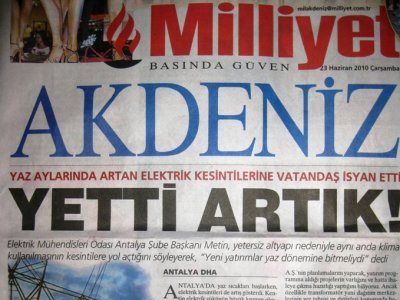 İLHAN METİN:YENİ YATIRIMLAR YAZ DÖNEMİNDE BİTMELİYDİ (MİLLİYET AKDENİZ-23.06.2010)