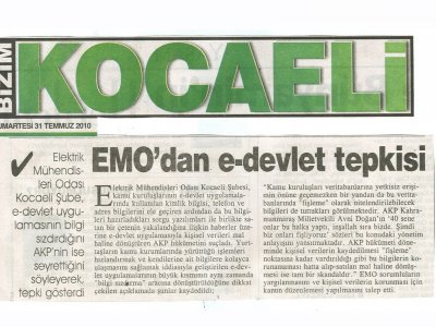 EMO'DAN E-DEVLET TEPKİSİ