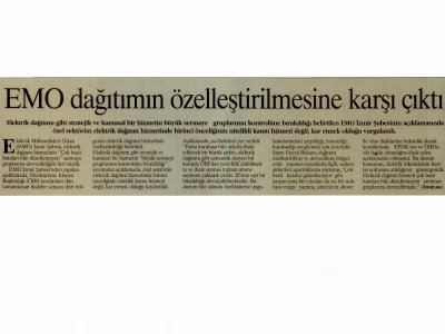 EMO DAĞITIMIN ÖZELLEŞTİRİLMESİNE KARŞI ÇIKTI-12.08.2010 HÜRSES