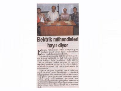 ELEKTRİK MÜHENDİSLERİ HAYIR DİYOR (ANADOLU)