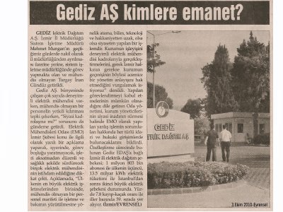 GEDİZ A.Ş. KİMLERE EMANET?-03.10.2010-EVRENSEL