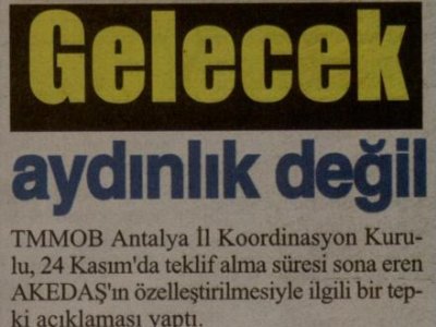 GELECEK AYDINLIK DEĞİL (CUMHURİYET AKDENİZ-01.12.2010)