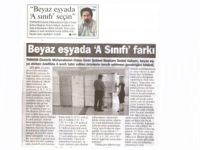 BEYAZ EŞYADA A SINIFINI SEÇİN-16.01.2011 EGE TELGRAF