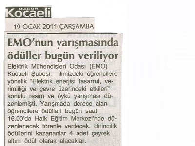 EMO`NUN YARIŞMASINDA ÖDÜLLER BUGÜN VERİLİYOR