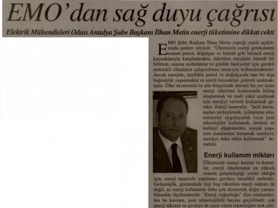 EMO`DAN SAĞ DUYU ÇAĞRISI (ANTALYA KÖRFEZ-12.01.2011)