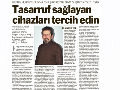 TASARRUF SAĞLAYAN CİHAZLARI TERCİH EDİN -31.01.2011- YENİ ASIR