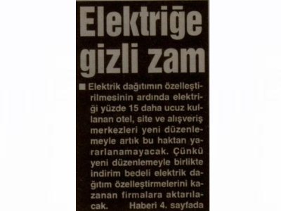 ELEKTRİĞE GİZLİ ZAM (GERÇEK AKDENİZ-08.02.2011)