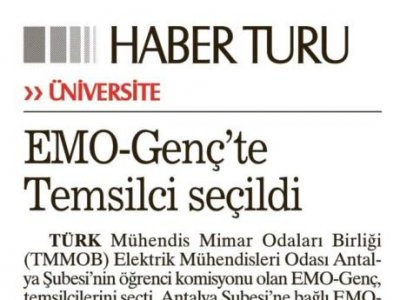 EMO-GENÇ`TE TEMSİLCİ SEÇİLDİ (SABAH AKDENİZ-10.03.2011)