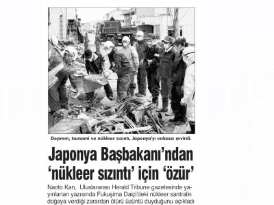 JAPONYA BAŞBAKANI`NDAN `NÜKLEER SIZINTI` İÇİN `ÖZÜR` (GÜNBOYU, 18.04.2011)