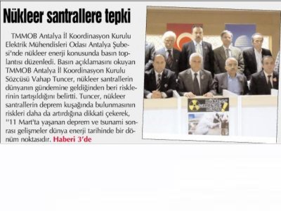 NÜKLEER SANTRALLERE TEPKİ (ANTALYA GÜNDEM-23.04.2011)