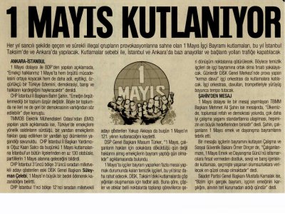 1 MAYIS KUTLANIYOR (YENİ AKİT, 01.05.2011)