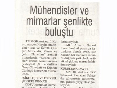 MÜHENDİSLER VE MİMARLAR ŞENLİKTE BULUŞTU (EVRENSEL, 04.05.2011)