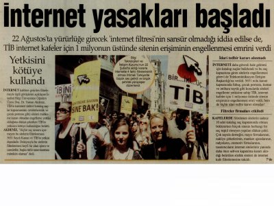 İNTERNET YASAKLARI BAŞLADI (BİZİMGAZETE, 24.5.2011)
