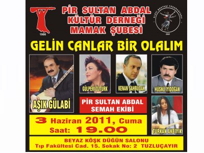 PİR SULTAN ABDAL KÜLTÜR DERNEĞİ MAMAK ŞUBESİ DAYANIŞMA KONSERİ DÜZENLENİYOR