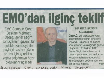 GÜVEN SAĞLAMAK İÇİN HAZIRIZ(HALK GAZETESİ-04.06.2011)