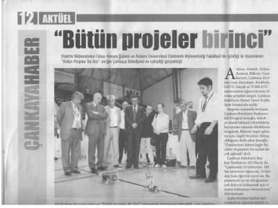 “BÜTÜN PROJELER BİRİNCİ”  (ÇANKAYA HABER, TEMMUZ 2011)