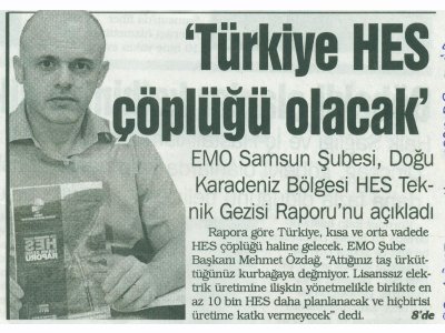 TÜRKİYE HES ÇÖPLÜĞÜ OLACAK(EKİP GAZETESİ-25.08.2011)