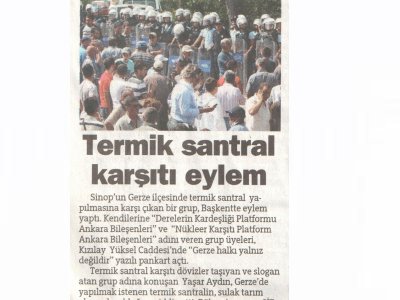TERMİK SANTRAL KARŞITI EYLEM (HÜRRİYET ANKARA, 07.09.2011)