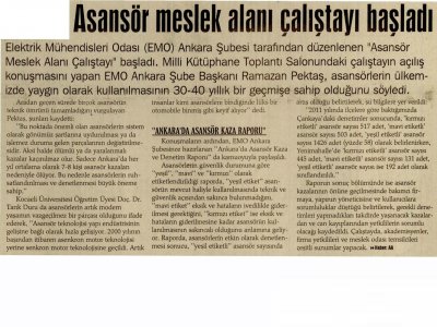 ASANSÖR MESLEK ALANI CALISTAYI BAŞLADI (İLKE GAZETESİ, 10.09.2011)