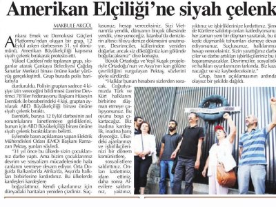 AMERİKAN ELÇİLİĞİ`NE SİYAH ÇELENK (BAŞKENT GAZETESİ, 10.09.2011)