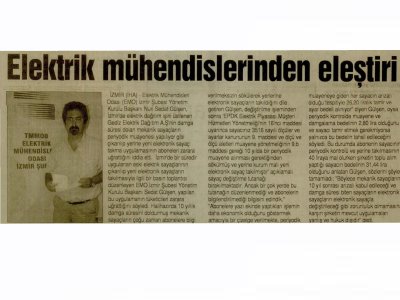 ELEKTRİK MÜHENDİSLERİNDEN ELEŞTİRİ - 02.09.2011 - TÜNAYDIN