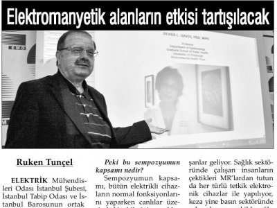 ELEKTROMANYETİK ALANLARIN ETKİSİ TARTIŞILACAK (06.10.2011 - EVRENSEL)
