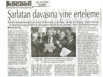PROF. DR. ONUR HAMZAOĞLU`NUN DAVASINDA YİNE ERTELEME