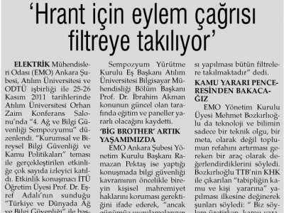 ‘HRANT İÇİN EYLEM ÇAĞRISI FİLTREYE TAKILIYOR’ (WWW.EVRENSEL.NET, 28.11.2011)