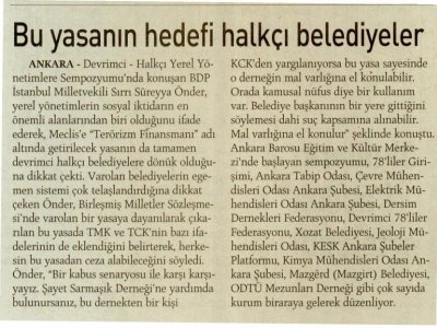 BU YASANIN HEDEFİ HALKÇI BELEDİYELER (ÖZGÜR GÜNDEM, 04.12,2011)