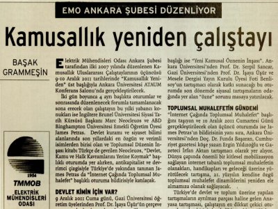 KAMUSALLIK YENİDEN ÇALIŞTAYI  (BİRGÜN, 08.12.2011)